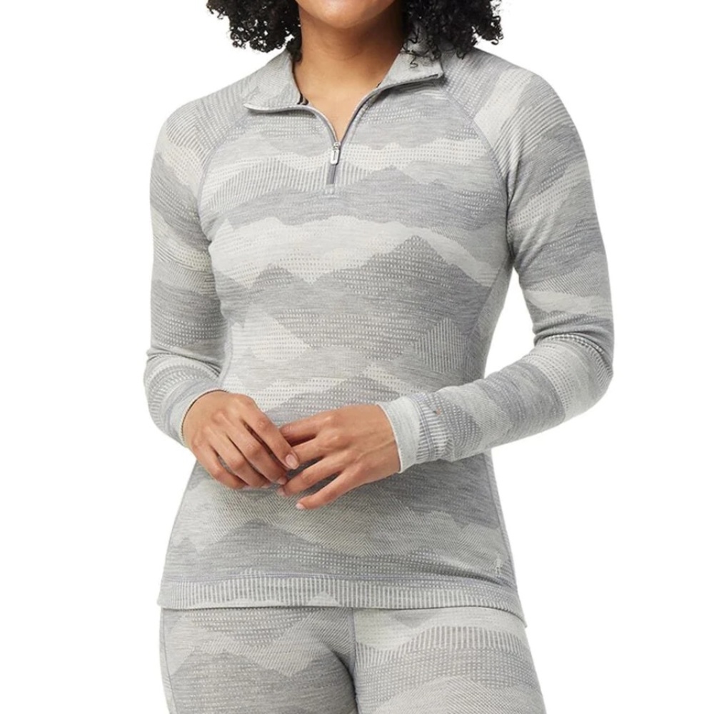 Smartwool Gray Classic Thermal Merino 250 Base Layer 1/4 Zip Pullover Top Small